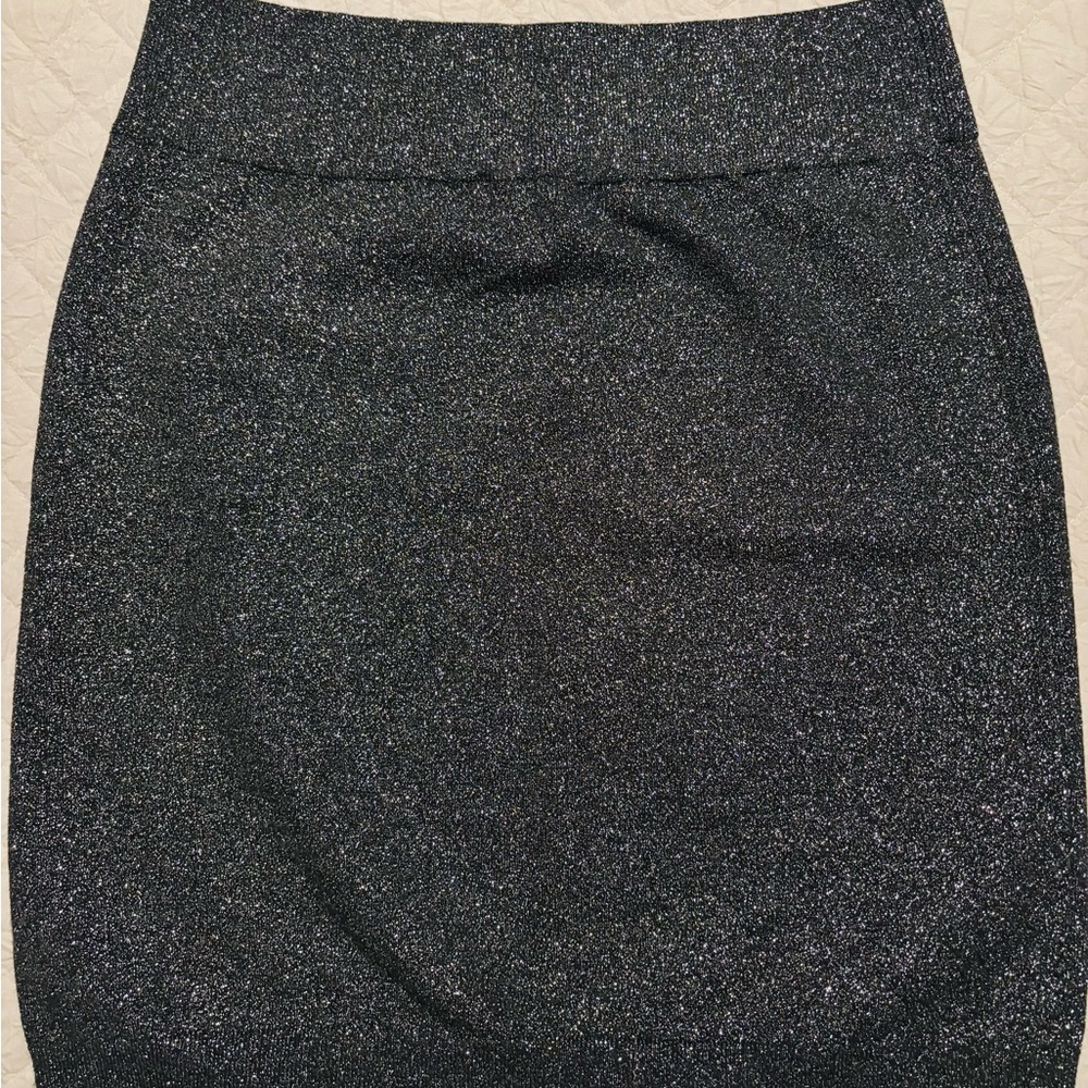 Express Metallic Black Mini Skirt